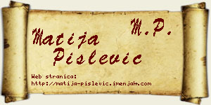 Matija Pislević vizit kartica
